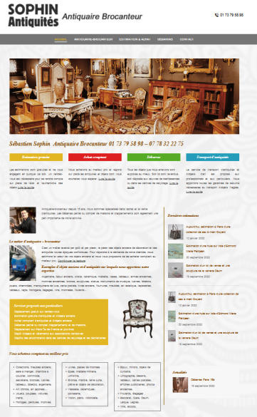 Sophin Antiquités création et référencement site internet